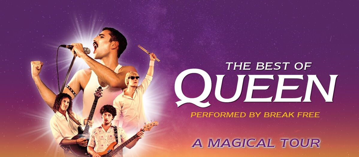 Die Bandmitglieder in einer Grafik dargestellt mit Titel und Slogan