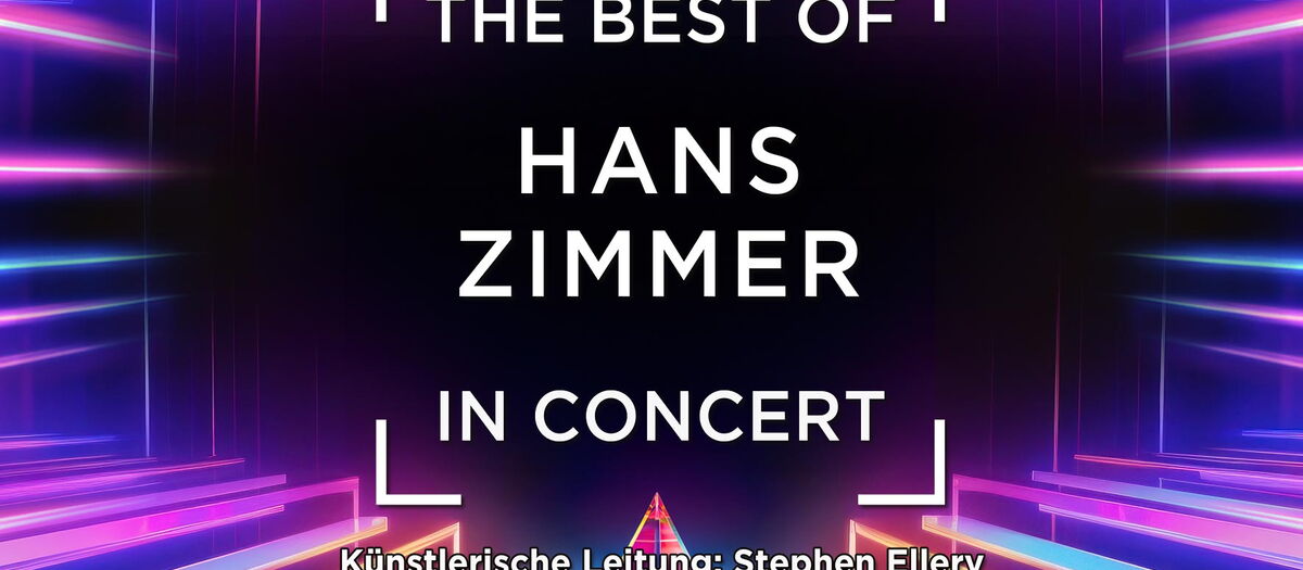 Der Veranstaltungstitel vor schwarzem Hintergrund mit bunten Strahlen.