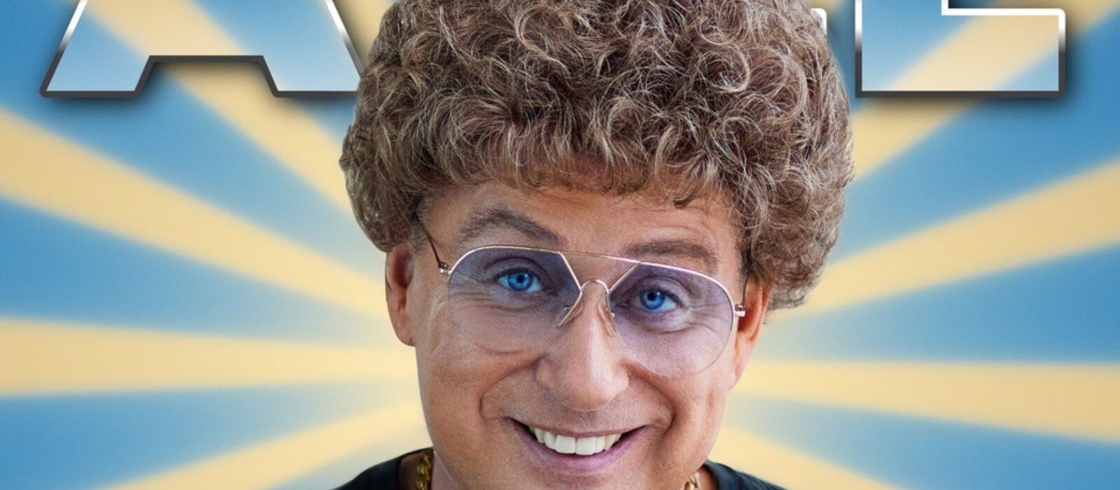 Gesicht von Atze Schröder mit blau gelben Hintergrund