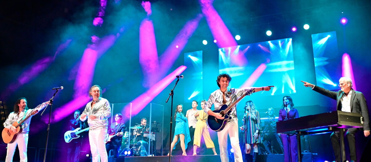 Künstler auf der Bühne performend