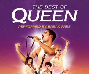 Die Bandmitglieder in einer Grafik dargestellt mit Titel und Slogan